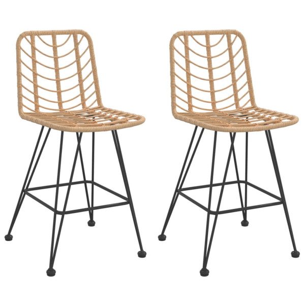 Stołki barowe, 2 szt., 45x56x103,5 cm, PE, rattan i stal 669133