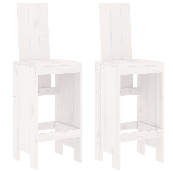 Stołki barowe, 2 szt., białe, 40x42x120 cm, lite drewno sosnowe 562706