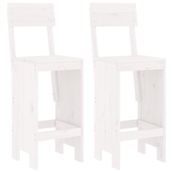 Stołki barowe, 2 szt., białe, 40x48,5x115,5 cm, drewno sosnowe 562776