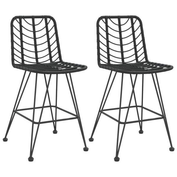 Stołki barowe, 2 szt., czarne 45x56x103,5 cm, PE, rattan i stal 669057