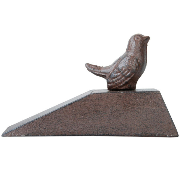 Stoper do drzwi z ptaszkiem żeliwny brązowy 15x9x6 cm dekoracyjny 949548