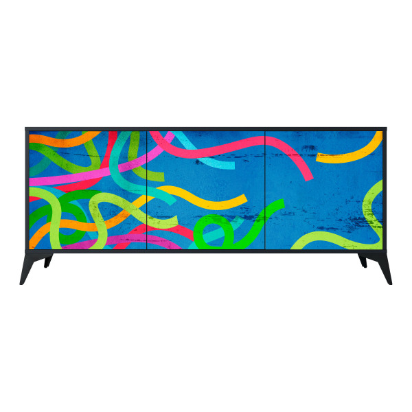 STREAMER TANGLE Komoda 3 drzwi Czarna-Metalowa gwiazdka czarna 442181