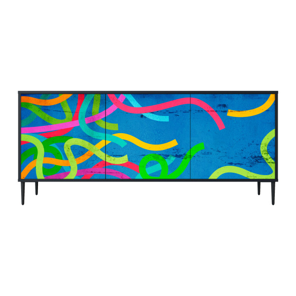 STREAMER TANGLE Komoda 3 drzwi Czarna-Metalowa szpilka czarna 442545