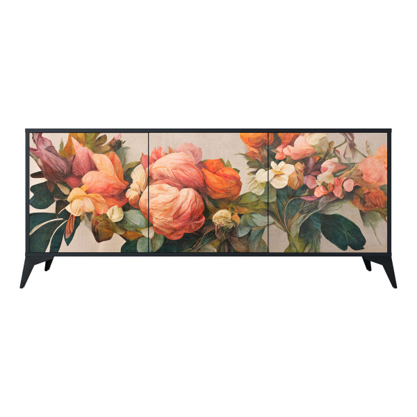 STYLISH BEAUTY Komoda 3 drzwi Czarna-Metalowa gwiazdka czarna 442550