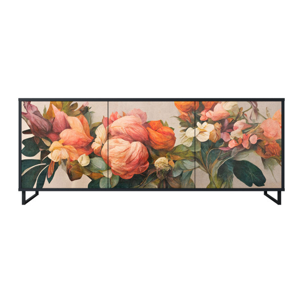 STYLISH BEAUTY Komoda 3 drzwi Czarna-Metalowa ramka czarna 442286