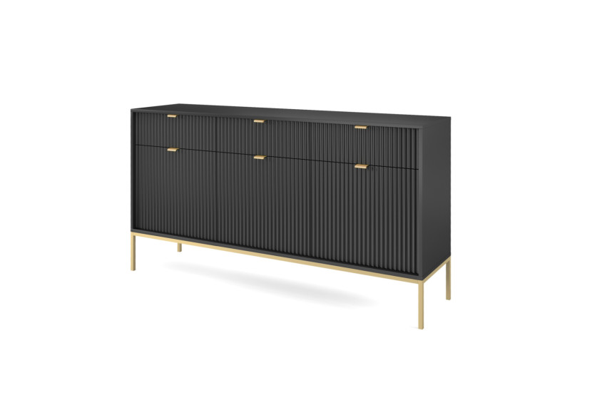 Stylowa komoda Kioto KSZ154 w kolorze czarnym + złote nóżki 305784