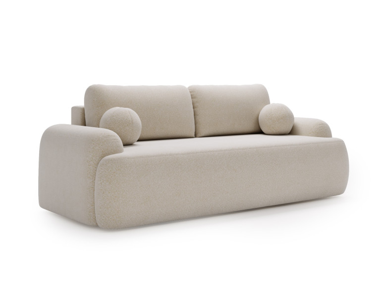 Stylowa kremowa sofa CLOUDY 260cm w tkaninie typu baranek z funkcją spania 847157