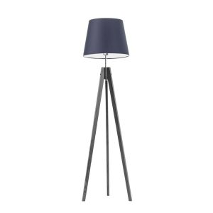Stylowa lampa podłogowa ARUBA drewniany trójnóg Popielaty/ Granatowy 922278 Stylowa lampa podłogowa ARUBA drewniany trójnóg Popielaty/ Granatowy 922278