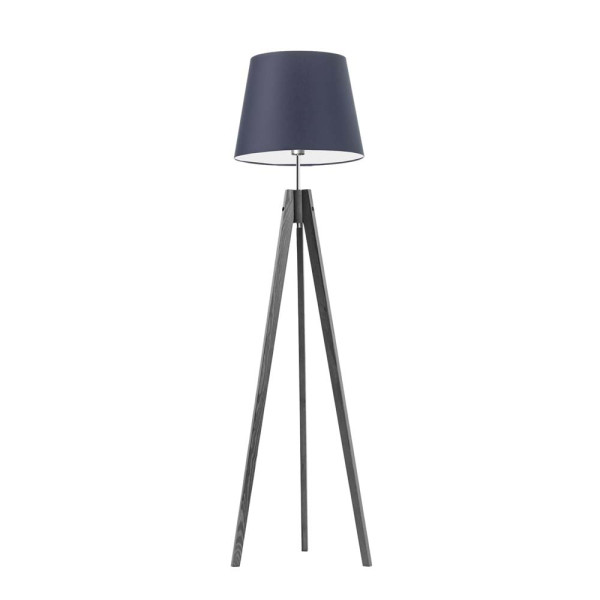 Stylowa lampa podłogowa ARUBA drewniany trójnóg Popielaty/ Granatowy 922278