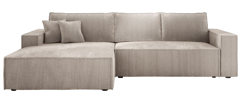 Stylowa sofa narożna kremowa COBRA MINI na sprężynach lewa 519767