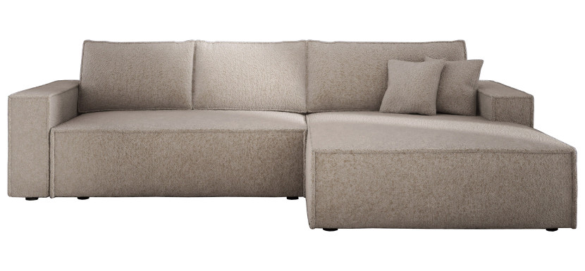 Stylowa sofa narożna rozkładana COBRA S automat zgaszony beż boucla lewa 813075