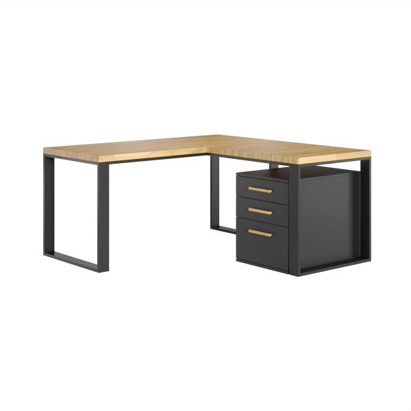 Stylowe Biurko Narożne Loft Office 180x70 cm czarne 313489