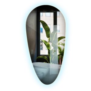 Stylowe lustro LED owalne asymetryczne z zimnym oświetleniem 45 x 90 cm 1018875 Stylowe lustro LED owalne asymetryczne z zimnym oświetleniem 45 x 90 cm 1018875