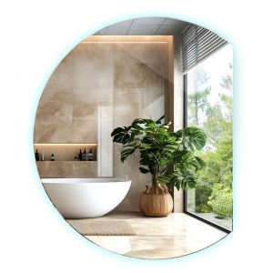 Stylowe Lustro Okrągłe Ścięte Wiszące Łazienkowe 80 cm LED 229139 Stylowe Lustro Okrągłe Ścięte Wiszące Łazienkowe 80 cm LED 229139