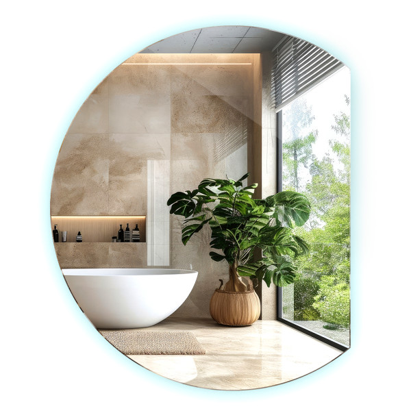 Stylowe Lustro Okrągłe Ścięte Wiszące Łazienkowe 80 cm LED 229139