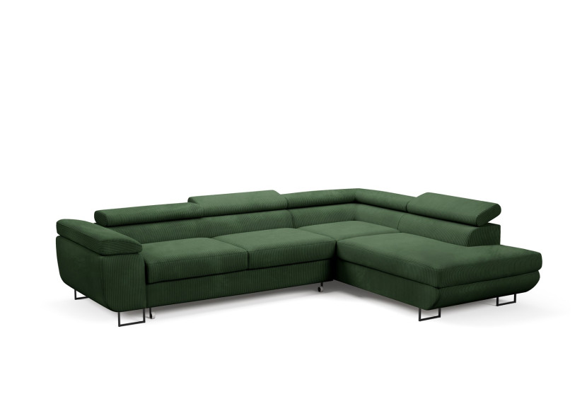 Stylowy narożnik VERTIGO w zielonej tkaninie POSO 14 Prawa 355762