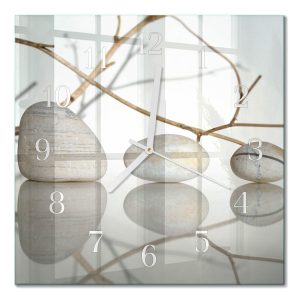 Stylowy zegar 30×30 Kamienie zen spa grafika na szkle ścienny 1038593