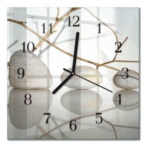 Stylowy zegar 30×30 Kamienie zen spa grafika na szkle ścienny 1038500