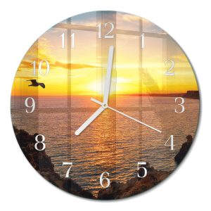 Stylowy zegar fi30 Zachód słońca design na ścianę 1044095