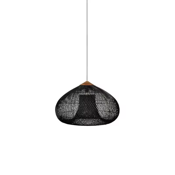 Sufitowa naturalna lampa rattanowa wisząca 50 cm czarna 310556