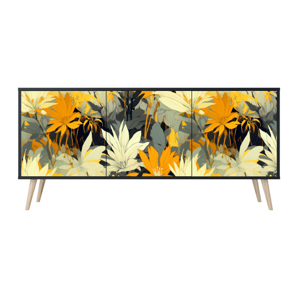 SUNKISSED LILY Komoda 3 drzwi Czarna-Bukowa skośna 442136