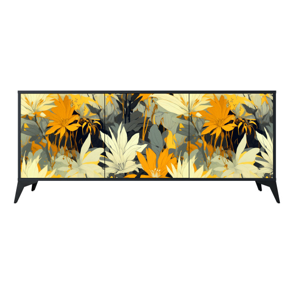 SUNKISSED LILY Komoda 3 drzwi Czarna-Metalowa gwiazdka czarna 442259