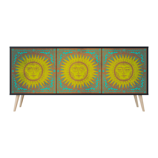 SUNSHINE EULOGY Komoda 3 drzwi Czarna-Bukowa skośna 441666