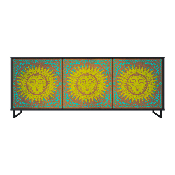 SUNSHINE EULOGY Komoda 3 drzwi Czarna-Metalowa ramka czarna 442260
