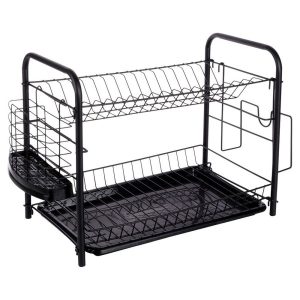 Suszarka na naczynia czarna 2-poziomowa 51,5×24,5×33 cm 782246 Suszarka na naczynia czarna 2-poziomowa 51,5×24,5×33 cm 782246