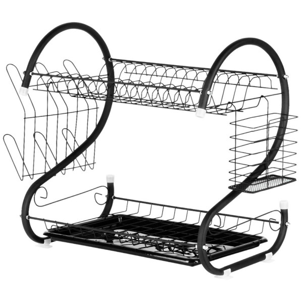 Suszarka na naczynia czarna 2-poziomowa 52x24,5x38 cm 782251