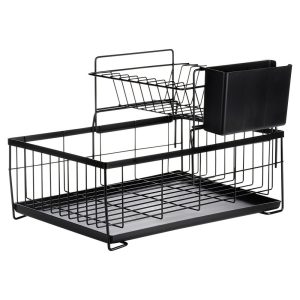 Suszarka na naczynia metalowa czarna 2-poziomowa 42x28x28 cm 791437 Suszarka na naczynia metalowa czarna 2-poziomowa 42x28x28 cm 791437