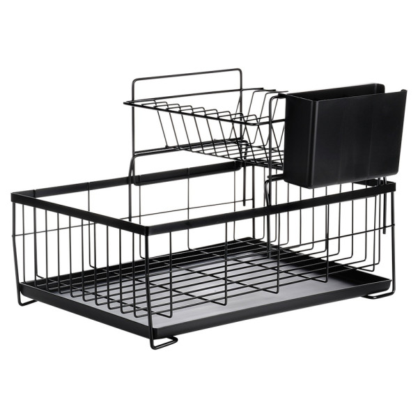 Suszarka na naczynia metalowa czarna 2-poziomowa 42x28x28 cm 791437