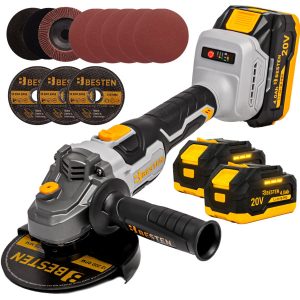 Szlifierka akumulatorowa 125mm, bezszczotkowa, tarcze, BESTEN 795497 Szlifierka akumulatorowa 125mm, bezszczotkowa, tarcze, BESTEN 795497