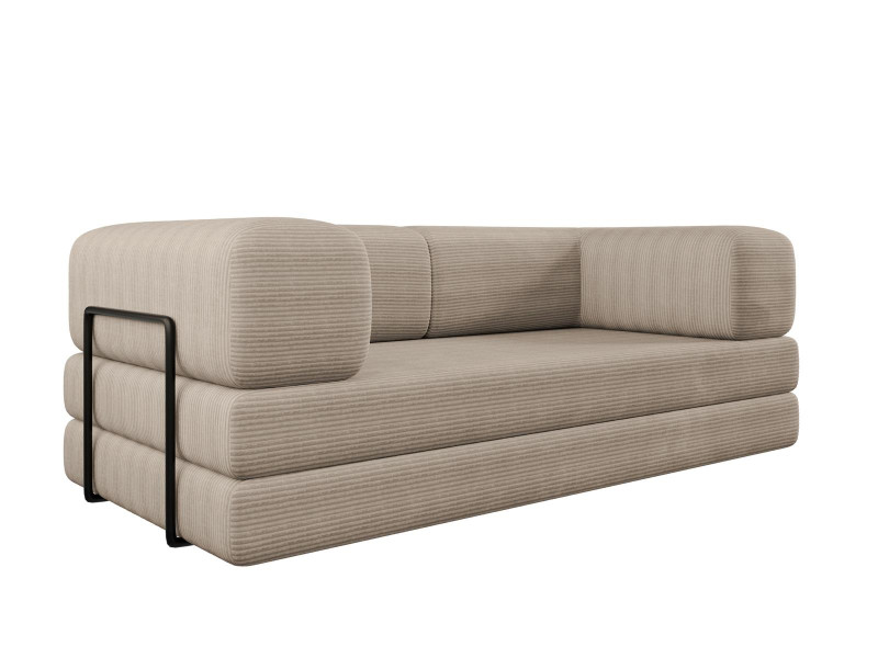 Sztruksowa beżowa kompaktowa sofa piankowa do pokoju młodzieżowego LAMILO 988068