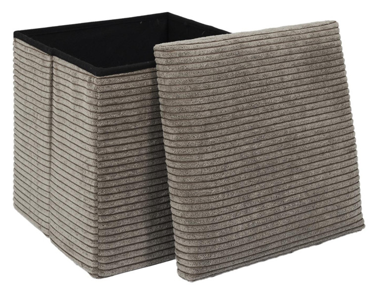 Sztruksowa pufa Boxy taupe ze schowkiem 38x38x38 cm nowoczesna 699210
