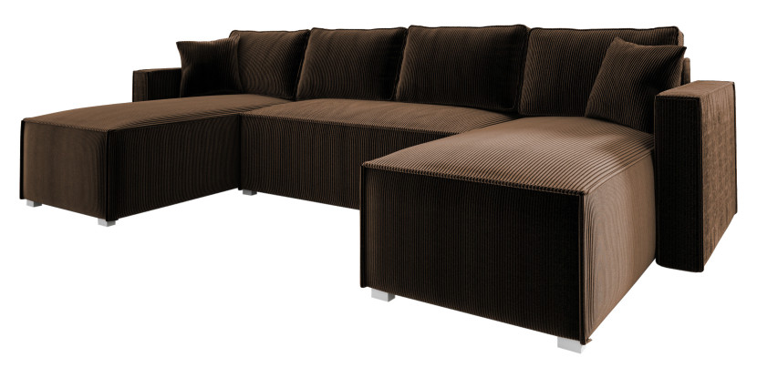Sztruksowa rozkładana rogówka na sprężynach NOEMI U brązowa sofa do salonu 519739