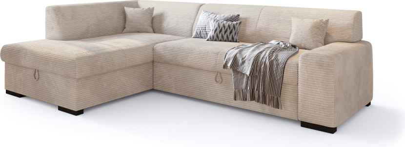 Sztruksowy narożnik z funkcją spania i pojemnikiem MILENZO 966755