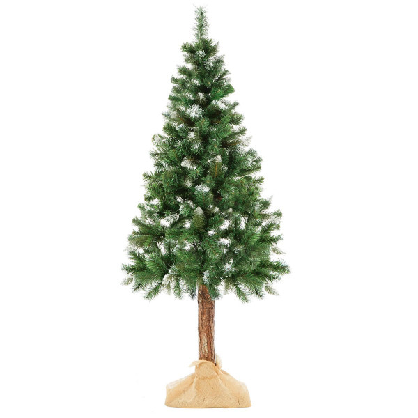 Sztuczna choinka na pniu 160 cm sosna diamentowa ośnieżona 336319