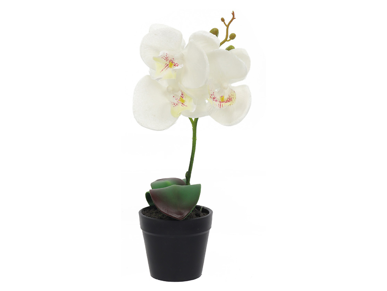 Sztuczna orchidea w doniczce 30 cm biała 189704