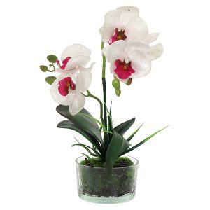 Sztuczna orchidea w doniczce 33 cm biała 47253 Sztuczna orchidea w doniczce 33 cm biała 47253