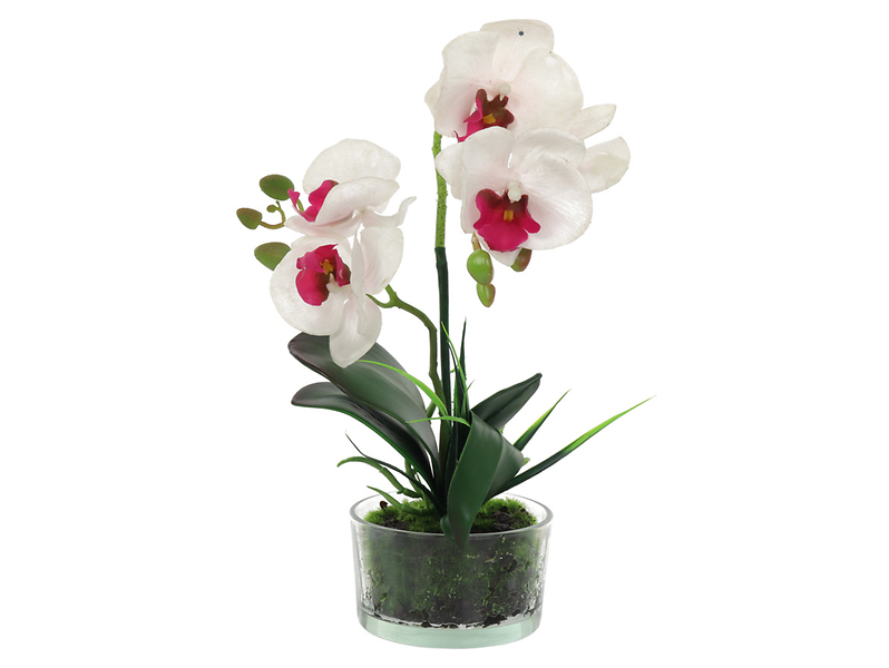 Sztuczna orchidea w doniczce 33 cm biała 47253