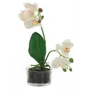 Sztuczna orchidea w doniczce 33 cm biała 47252 Sztuczna orchidea w doniczce 33 cm biała 47252