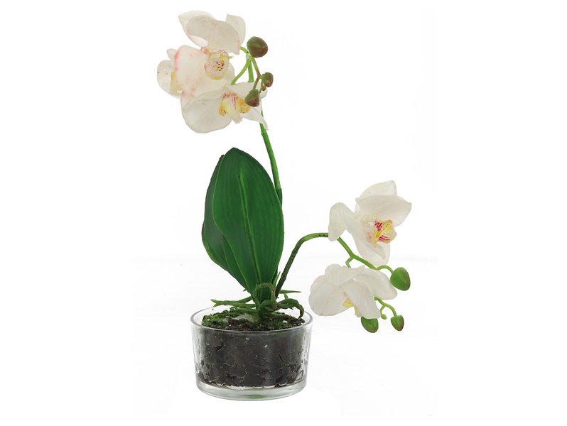 Sztuczna orchidea w doniczce 33 cm biała 47252