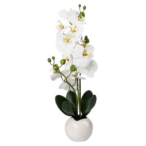 Sztuczna orchidea w doniczce 40 cm biała 37431 Sztuczna orchidea w doniczce 40 cm biała 37431