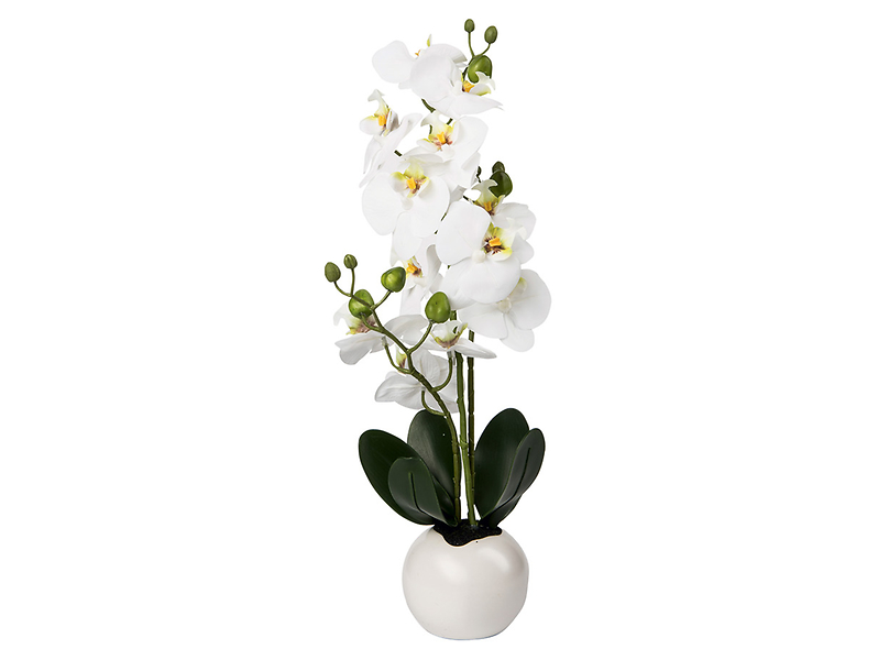 Sztuczna orchidea w doniczce 40 cm biała 37431