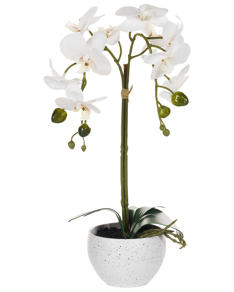 Sztuczna roślina biała orchidea w doniczce 42 cm 413021