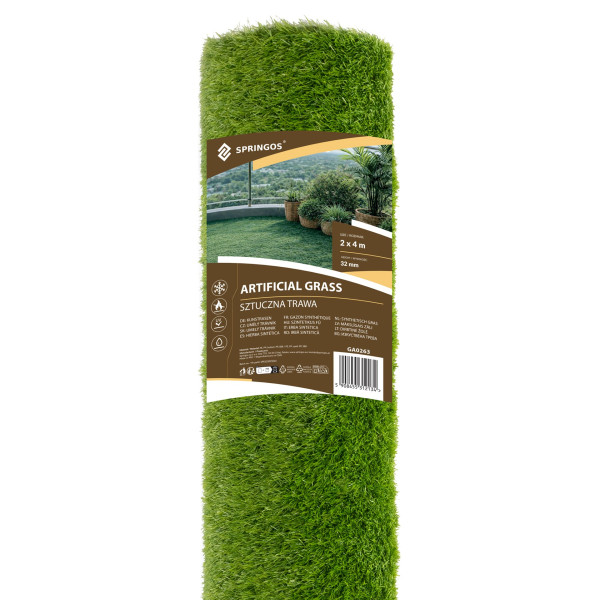 Sztuczna trawa z rolki 2x4 m dywan na taras balkon do ogrodu zielona 32 mm 1037764