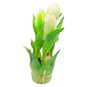 Sztuczne tulipany gumowane w wiązce 3 szt. 20 cm białe 474084 Sztuczne tulipany gumowane w wiązce 3 szt. 20 cm białe 474084