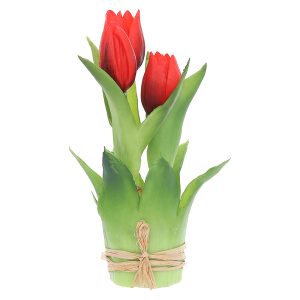 Sztuczne tulipany gumowane w wiązce 3 szt. 20 cm czerwone 55255 Sztuczne tulipany gumowane w wiązce 3 szt. 20 cm czerwone 55255