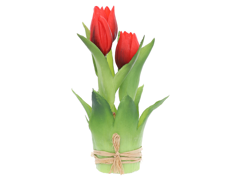 Sztuczne tulipany gumowane w wiązce 3 szt. 20 cm czerwone 55255